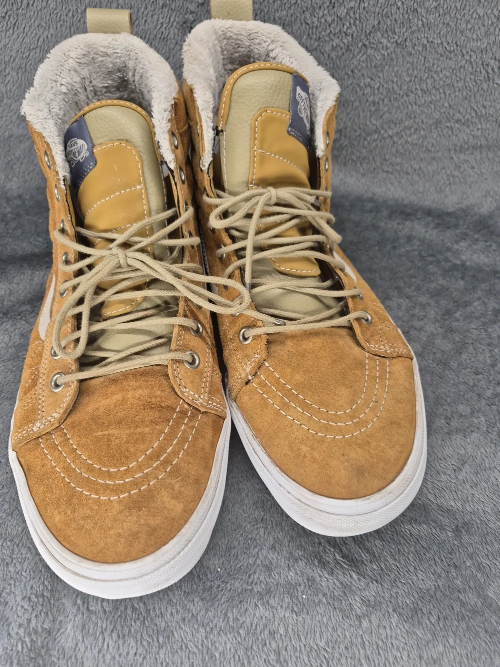 VANS Sk8-Hi MTE Trainers In Cumin / Tan Suade Fur Lined Sneakers US Mens 12